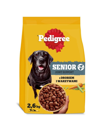 PEDIGREE Senior su paukštiena ir daržovėmis, 3 x 2,6 kg sausas maistas vyresnio amžiaus šunims