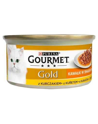 GOURMET Gold Sauce Delights su vištiena, 12 x 85 g drėgnas kačių maistas