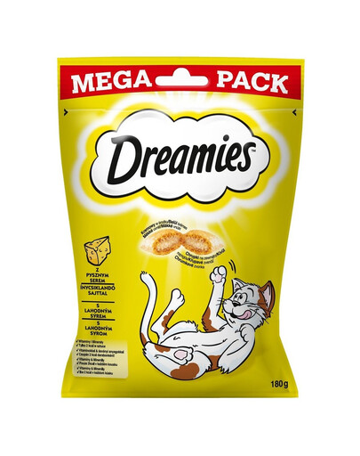 DREAMIES Mega Pack Traškūs sūrio skonio skanėstai katėms, 4 x 180 g