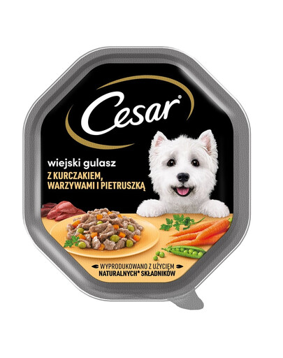 CESAR 28 x 150 g pilnavertis šlapias ėdalas suaugusiems šunims padaže su vištiena, daržovėmis ir petražolėmis. 14+14 NEMOKAMAI.