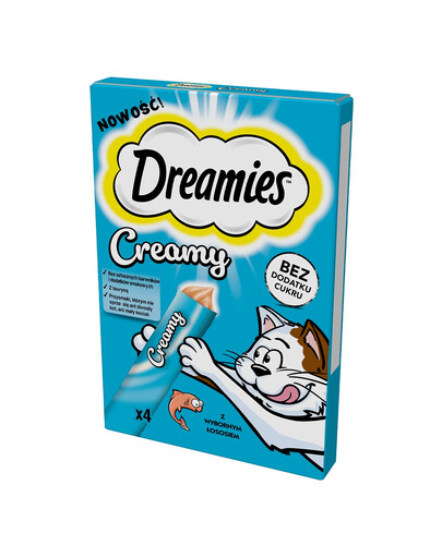 DREAMIES Creamy Papildomas ėdalas katėms su gardžia lašiša 11 x 4 x 10 g