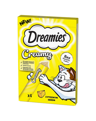 DREAMIES Creamy Papildomas ėdalas katėms su gardžiu sūriu 11 x 4 x 10 g