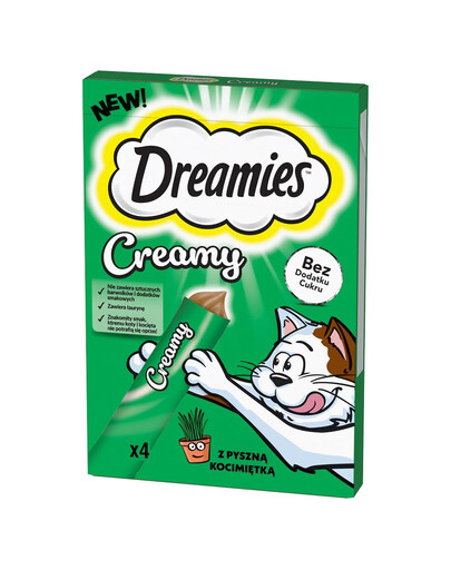 DREAMIES Creamy Papildomas ėdalas katėms su gardžia katžole 11 x 4 x 10 g