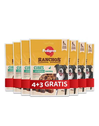 PEDIGREE Ranchos Cubes 7 x 70 g papildomas maistas suaugusiems šunims su antiena