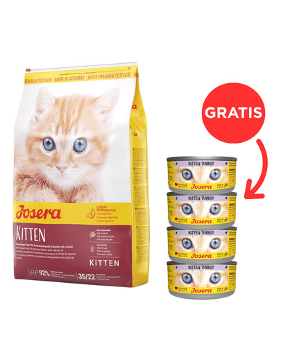 JOSERA Kitten 10 kg sausa maistas kačiukams ir nėščioms arba žindančioms katėms + 4 konservai DOVANŲ