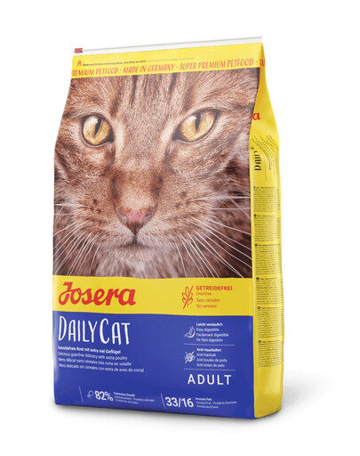 JOSERA Daily Cat 10 kg Begrūdis ėdalas suaugusioms katėms + 4 skardinės NEMOKAMAI