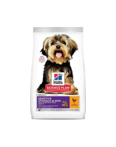 HILL'S Science Plan Adult Small Mini Sensitive Stomach and Skin Chicken 6 kg vištiena, jautriems mažų ir miniatiūrinių veislių šunims