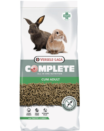 VERSELE-LAGA Cuni Adult Complete 8 kg Maistas suaugusiems triušiams + „Timothy Hay carrot & pumpkin“ – timotės šienas su morkomis ir moliūgais, 500 g NEMOKAMAI
