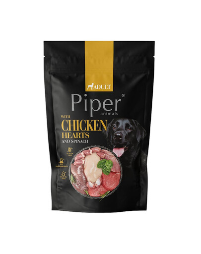 PIPER Animals su vištienos širdimis ir špinatais 500 g drėgnas maistas šunims