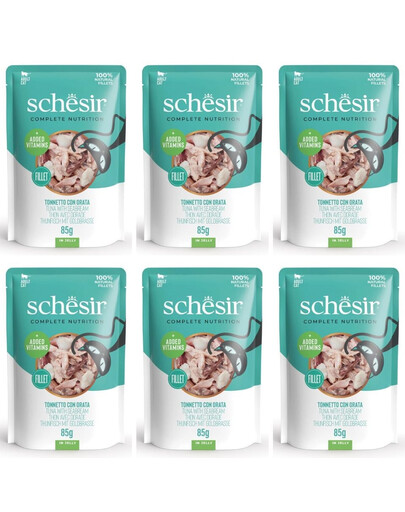SCHESIR Tunas su dorada drebučiuose katėms 6x85 g