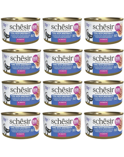 SCHESIR tunas su šprotėmis katėms skirtame sultinyje, 12 x 70 g