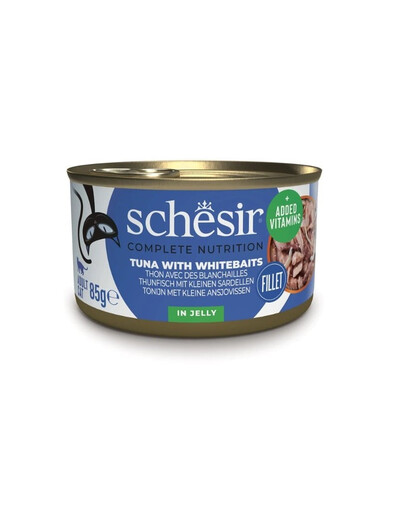 SCHESIR tunas  su šprotėmis želatinoje katėms, 6 x 85 g