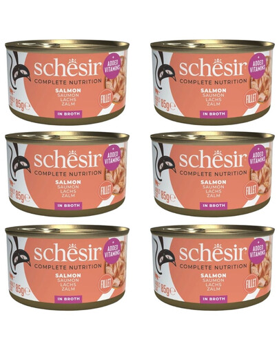 SCHESIR Lašiša katėms skirtoje sriuboje, 6 x 85 g