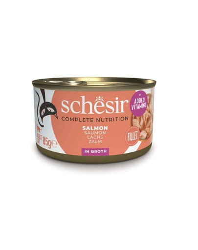 SCHESIR Lašiša katėms skirtoje sriuboje, 12 x 85 g