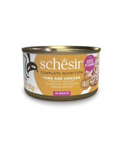 SCHESIR tunas su vištiena ir ryžiais katėms skirtame sultinyje, 12 x 85 g
