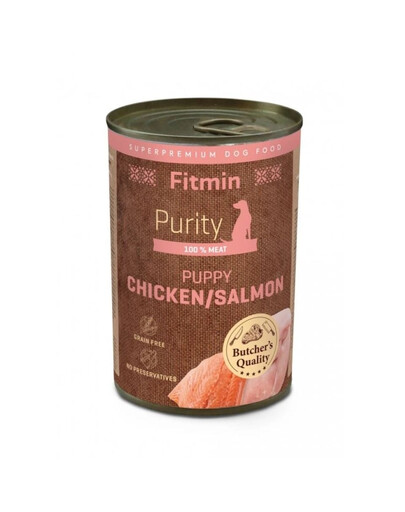 FITMIN Purity Puppy Chicken with Salmon 400 g vištiena su lašiša, drėgna maistas šuniukams