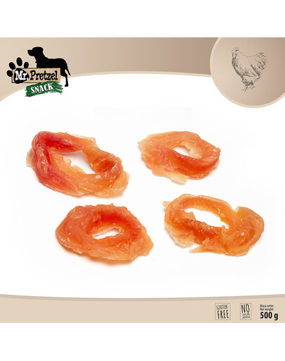 MR. PRETZEL Minkšti vištienos žiedai 500g skanėstas šuniui