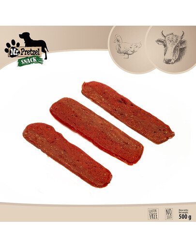 MR. PRETZEL Filet iš ančių ir jautienos 500g skanėstas šuniui