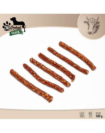 MR. PRETZEL Jautienos ir ryžių lazdelės 500g skanėstas šunims
