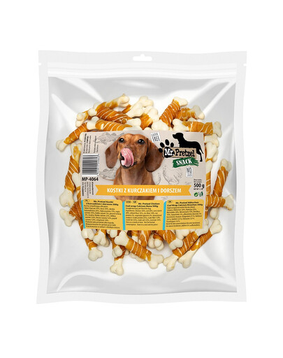 MR. PRETZEL Vištienos ir menkės kubeliai 500g skanėstas šunims