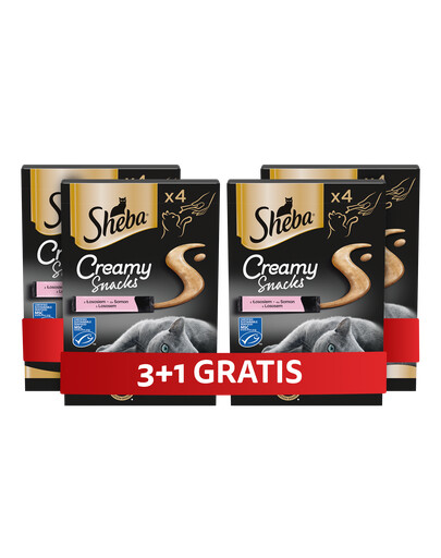 SHEBA Creamy Snacks kreminis skanėstas katėms su lašiša, 4 x 4 x 12 g