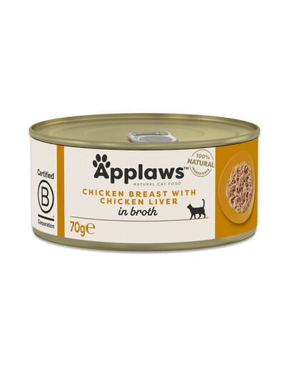 APPLAWS Cat Broth 70g vištiena su kepenėlėmis sultinyje drėgnas maistas katei