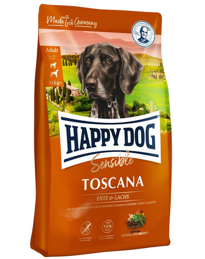 HAPPY DOG Supreme toscana 12.5 kg + 1 kg NEMOKAMAI