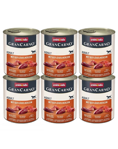 ANIMONDA GranCarno Wieprzowina z sercami drobiowymi dla psa 6x800 g
