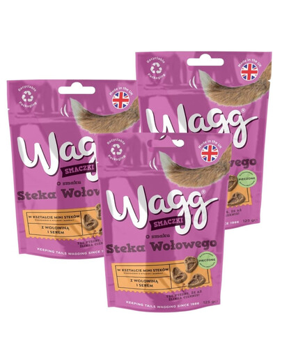 BUTCHER'S WAGG jautienos steiko skonio 3x125g skanėstai šunims