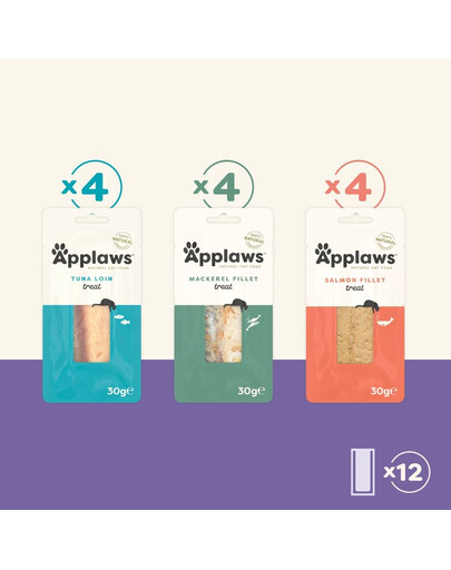 APPLAWS Cat Multipak 12x30g z mixem przysmaków poledwiczek i filetów dla kota