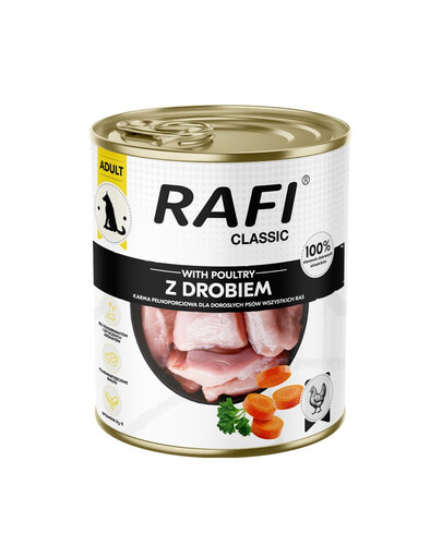 RAFI Classic su paukštiena 800 g drėgnas maistas šunims