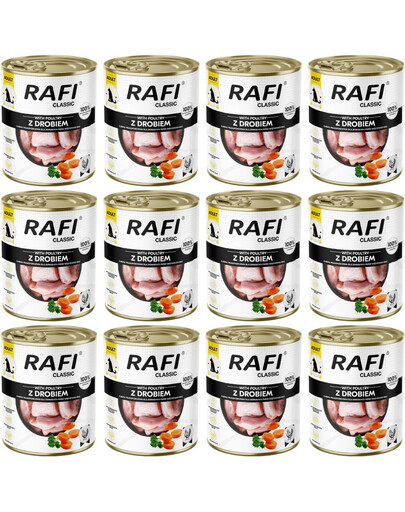 RAFI Classic su paukštiena, 12 vnt. po 800 g, šlapias šunų maistas