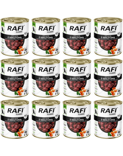 RAFI Classic su elniena – 12 vnt. po 800 g šlapio šunų ėdalo