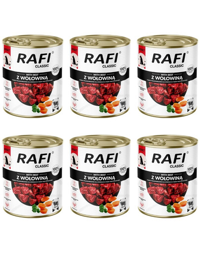 RAFI Classic su jautiena, 6 x 800 g šlapias šunų maistas