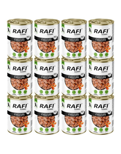 RAFI Classic Elniena ir morkos padaže – 12 vnt. po 1240 g drėgnas maistas visų veislių šunims