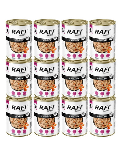 Rafi Classic kalakutiena ir morkos padaže 12x1240 g drėgnas pašaras visų veislių šunims.