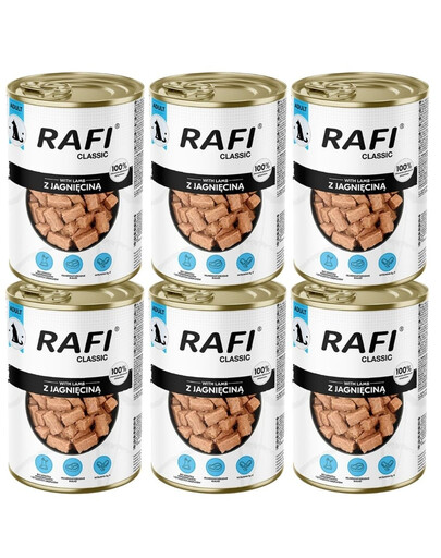 Rafi Classic ėriena padaže 6x1240 g drėgnas pašaras visų veislių šunims.
