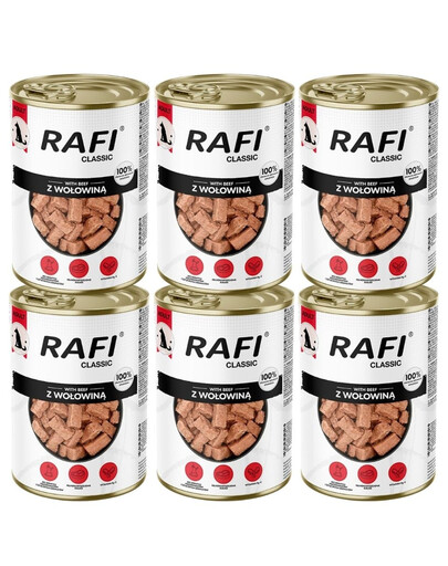 RAFI Classic Jautiena padaže, 6 vnt. po 1240 g, šlapias maistas visų veislių šunims