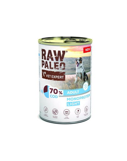 RAWaRAW PALEO Monoprotein Light Cod Adult 400g menkė, šlapio maisto šunims PALEO Monoprotein Light Cod Adult 400g dorsz, karma morka dla psów