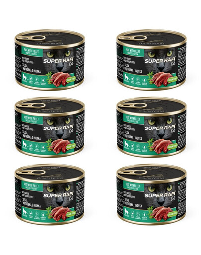 SUPER RAFI Cat z gęsią i wątróbką z indyka 6x185g mokra karma dla kotów sterylizowanych