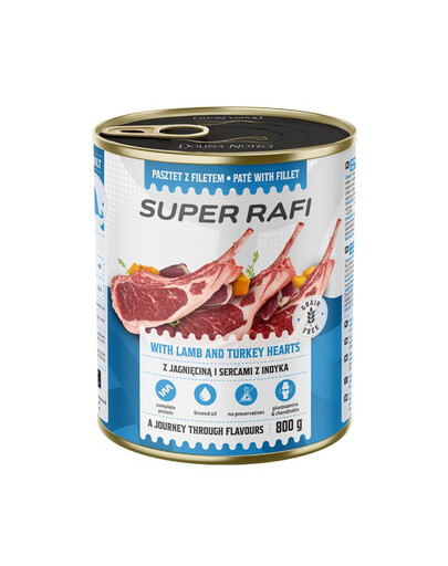 RAFI Super z jagnięciną i sercami z indyka 800g pasztet dla psów