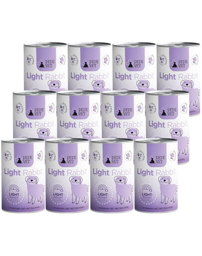 PAKA ZWIERZAKA PEPE Vet Light Rabbit 12x400 g šlapias šunų maistas, padedantis sumažinti antsvorį