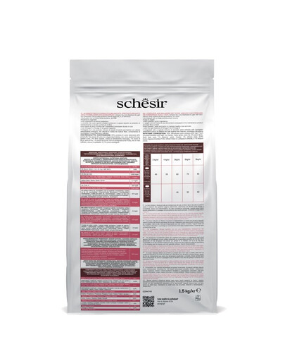 SCHESIR Original Sterilized and Light 1,5 kg kumpio skonio sausas maistas katėms po sterilizacijos, lengvai virškinamas