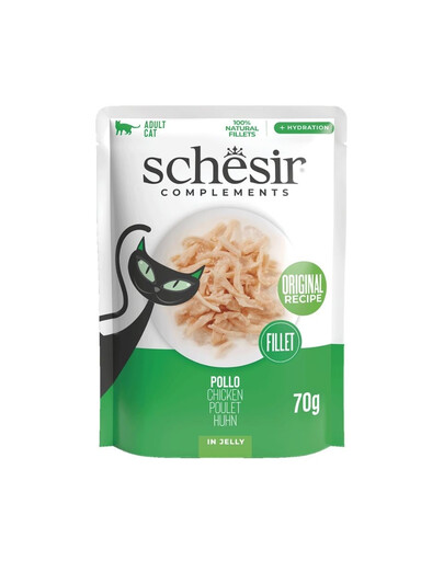 SCHESIR Complements Vištiena želatinoje, 70 g maišelis – papildomas šlapias maistas katėms