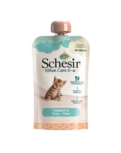 SCHESIR Kitten Care 150 g tuno pastos – šlapias maistas kačiukams