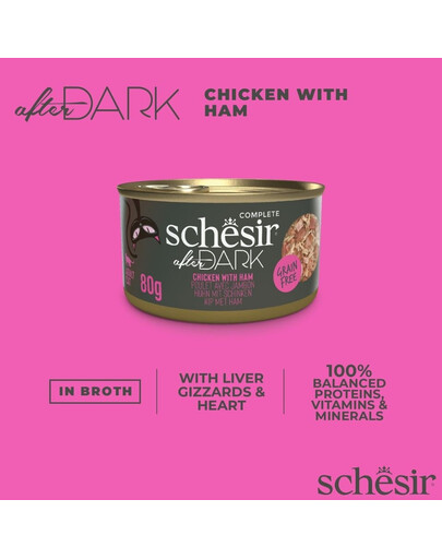 SCHESIR After Dark Vištiena su kumpiu sultinyje – 80 g šlapio maisto katėms