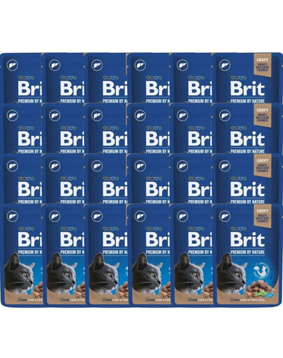 BRIT PREMIUM Pouch Sterilized Mix „Smaków“ 48 x 100 g su kepenėlėmis ir vištiena, skirtas sterilizuotoms katėms