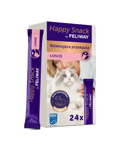 FELIWAY Happy Snack Salmon 24x15 g su lašiša, raminanti užkandis visiems katėms