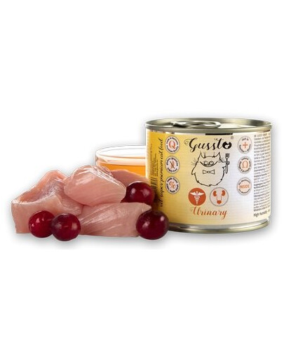 GUSSTO Cat Urinary 6x200 g katėms, sergančioms šlapimo takų akmenlige, skirtas maistas