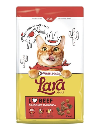 VERSELE-LAGA Lara Adult Beef 7 kg kačių ėdalas su jautiena + „Deodo Flower“ 375 g katės tualeto dezodorantas su gėlių aromatu NEMOKAMAI